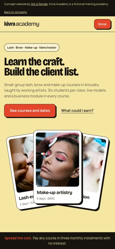 Kivra Academy homepage on a phone