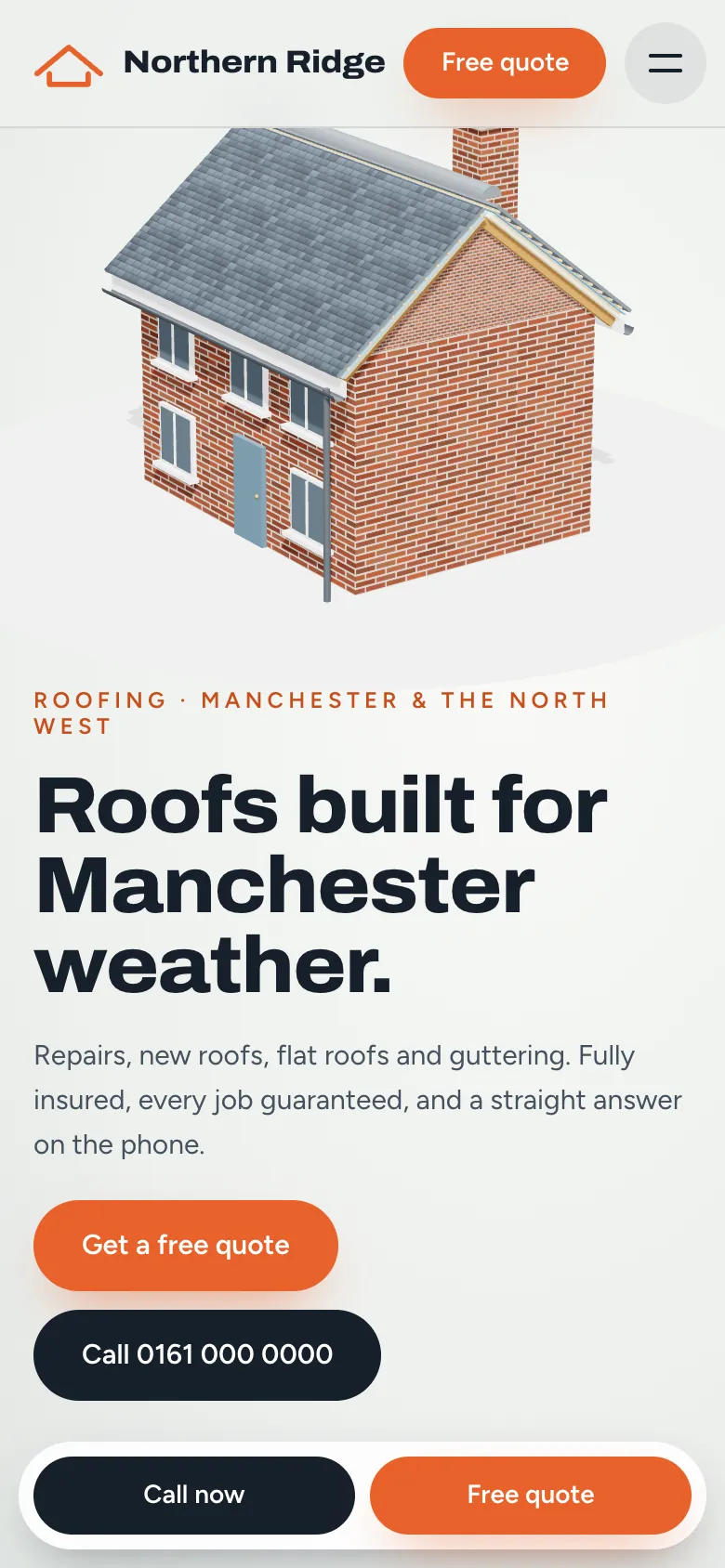 Northern Ridge Roofing on a phone